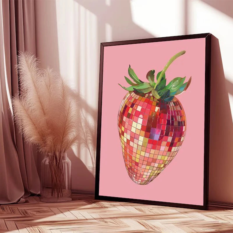 affiche artistique boule disco abstraite rétro pour décoration intérieure