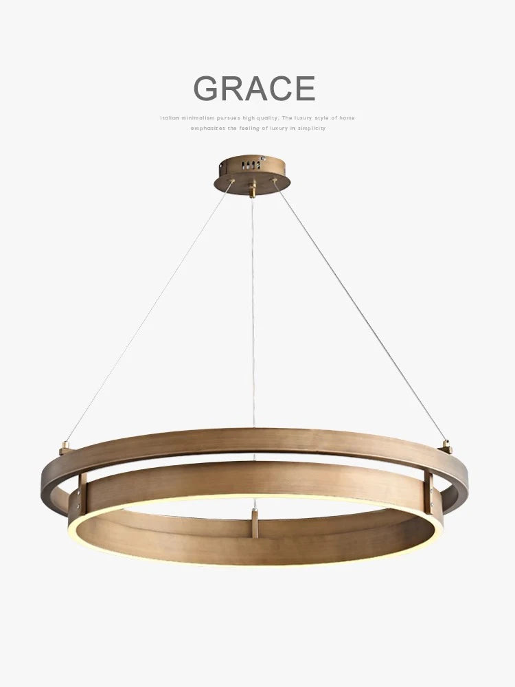 lustre créatif design bronze suspension led à main