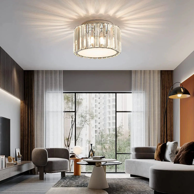 lustre en cristal led rond de luxe pour éclairage intérieur