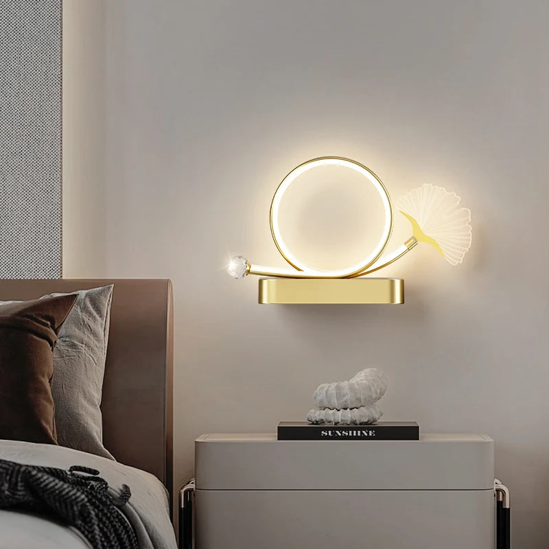 applique murale led tricolore protection yeux design feuille ginkgo
