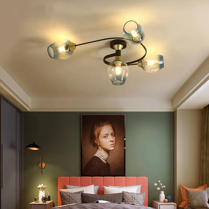 SANDYHA moderne nordique spirale forme plafonniers verre fer Art décor éclairage E27 ampoule meubles salon salle à manger lustres