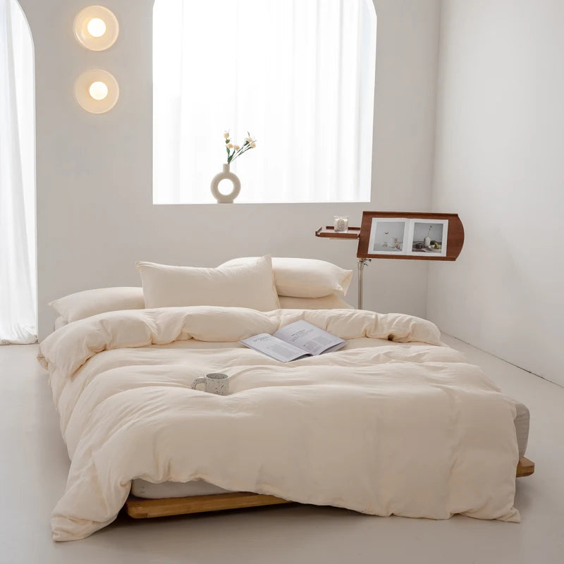 parure de lit en coton japonais doux avec housse et taies d'oreiller