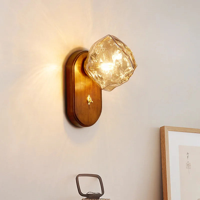 applique murale led en bois avec interrupteur style
