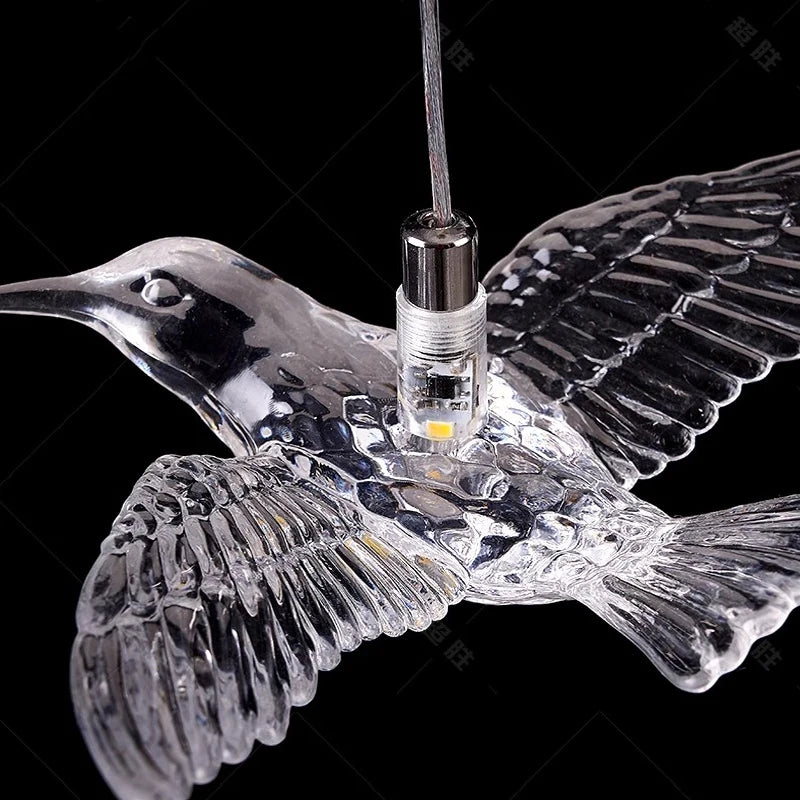 YOULAIKE oiseau design led lustre pour escalier de luxe salon suspendu luminaire couloir longue spirale acrylique lampes