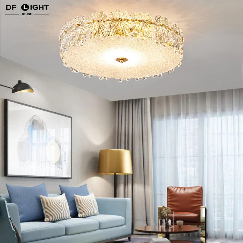 Plafonnier en cristal moderne chambre plafonnier cuisine lustre en cristal salle à manger luminaire en verre doré