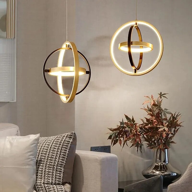 Suspension LED en forme de cercle rotatif