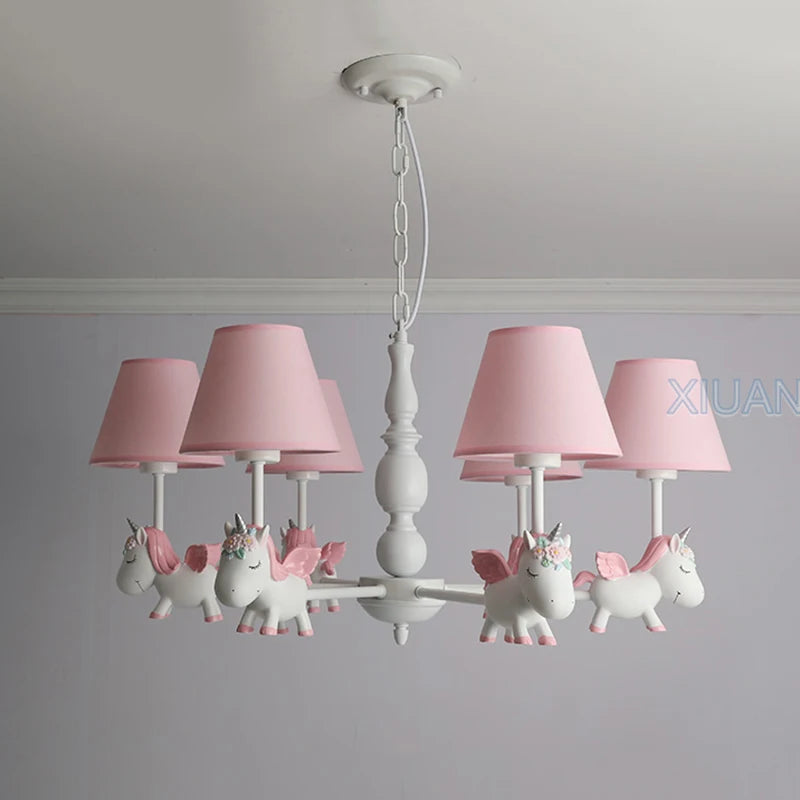 lustre licorne dessin animé pour chambre d'enfant suspendu