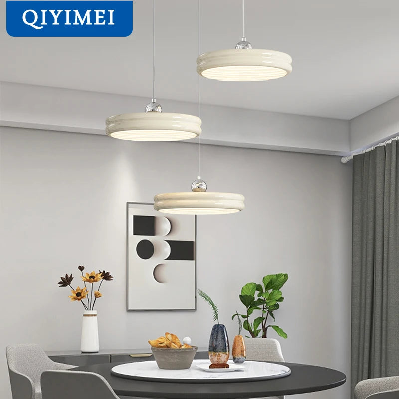 Suspension de luxe moderne dimmable avec abat-jour circulaire en fer