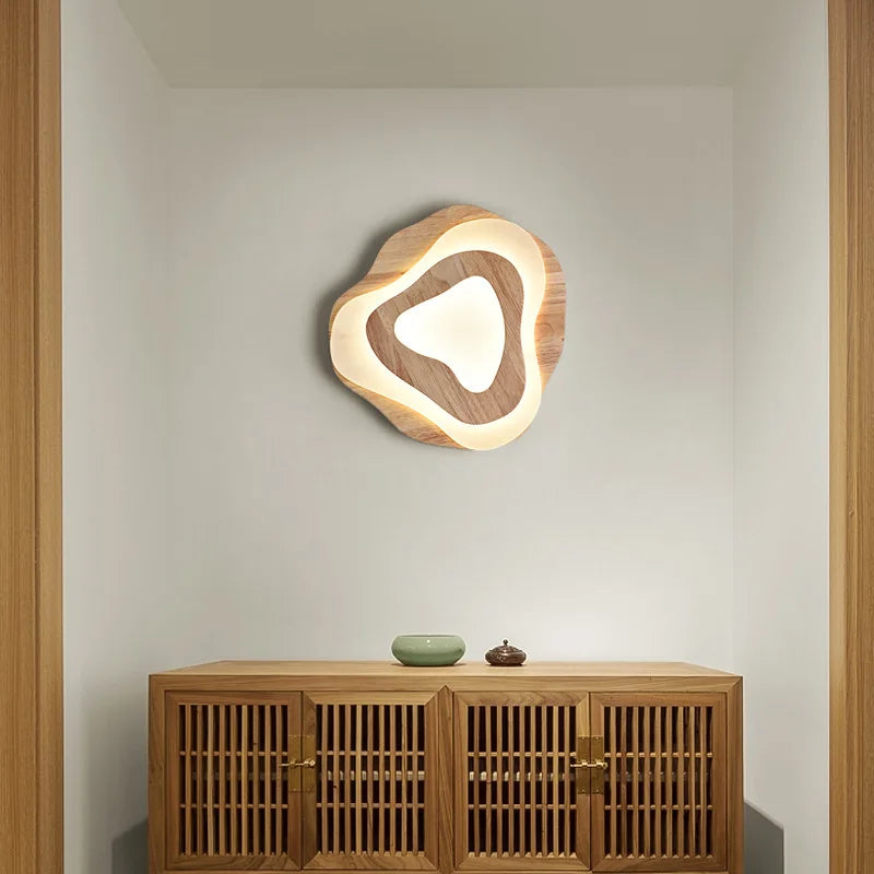 plafonnier led en bois design japonais moderne irrégulier décoratif