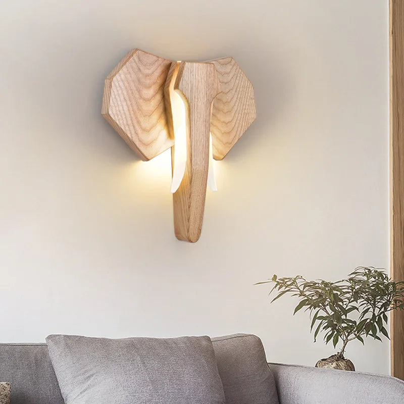 Applique murale LED rétro en bois