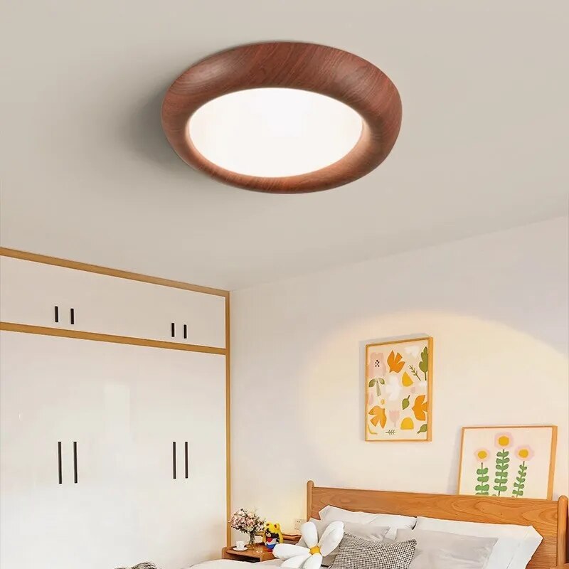 Plafonnier LED nordique en bois acrylique résistant à la lumière bleue