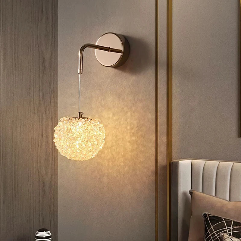 Applique murale en cuivre avec cristal pour restaurant et allée