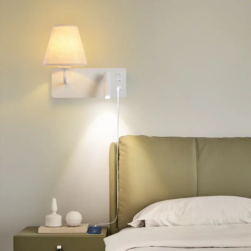 applique murale led nordique moderne avec interrupteur usb pour hôtel