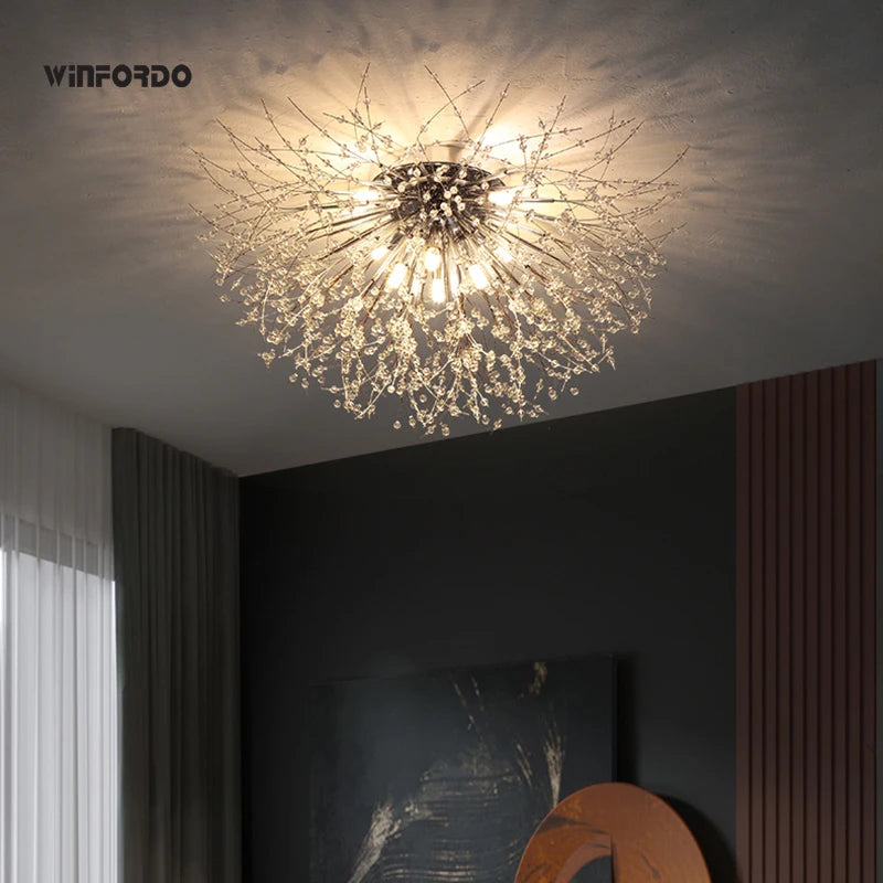 lustre led 	 avec branches de cristal winfordo en stock