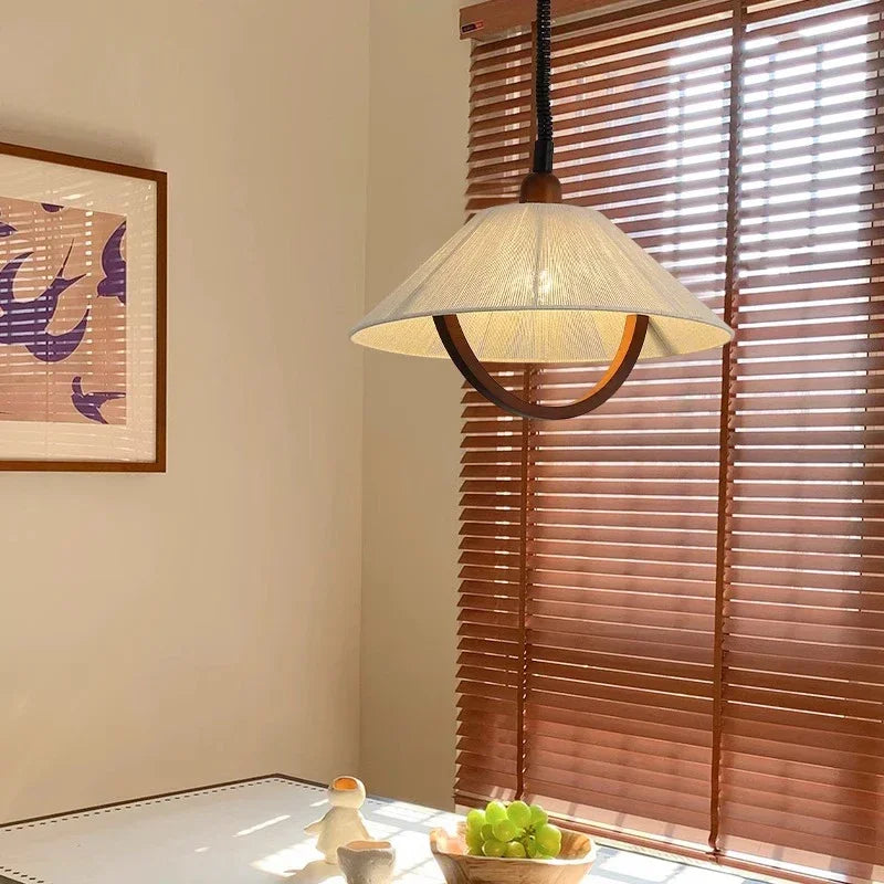 suspension rétractable en coton et bois pour intérieur