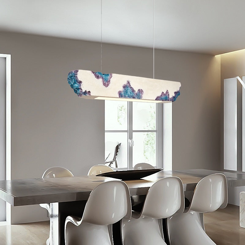 Lustre design longue rectangulaire avec touche coloré Hazel