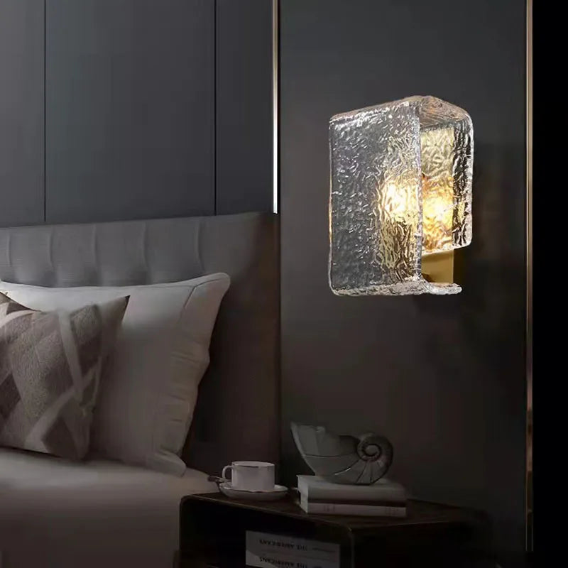 applique murale carrée en verre à motif d'eau pour éclairage intérieur moderne