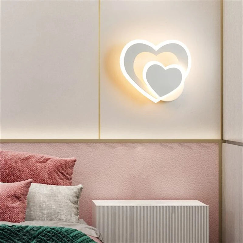 LED heart-shaped wall lamp, simple Nordic love wall lamp, creative bedroom, living room, corridor, background wall, bedside lamp