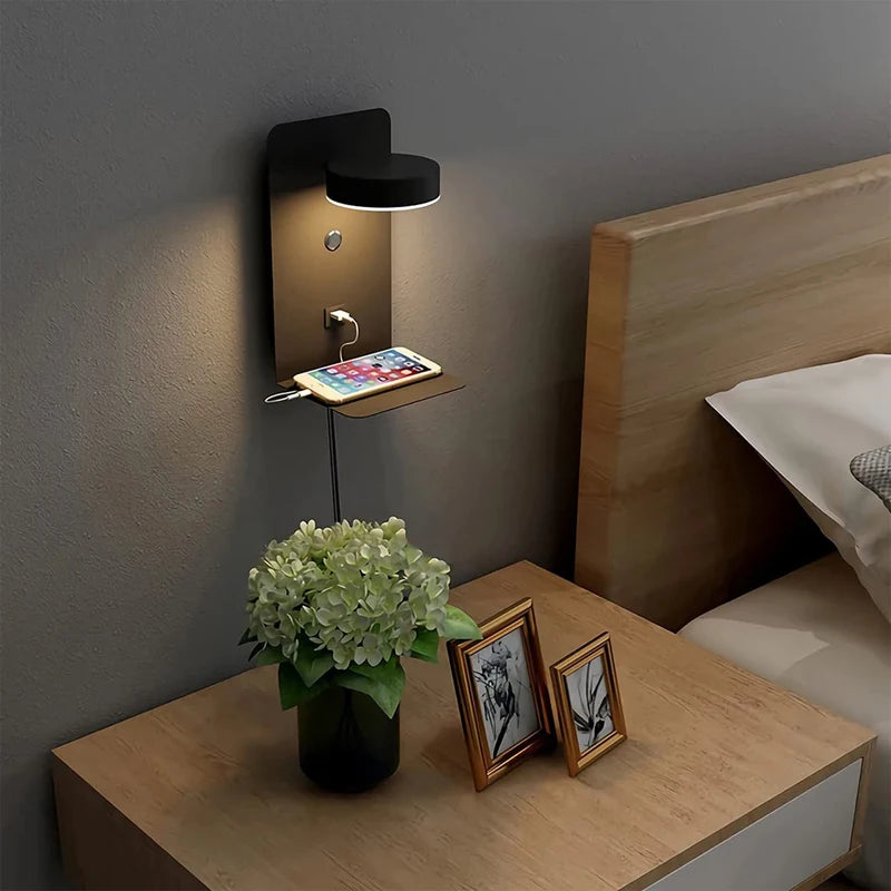applique murale led avec chargeur usb et interrupteur décoratif