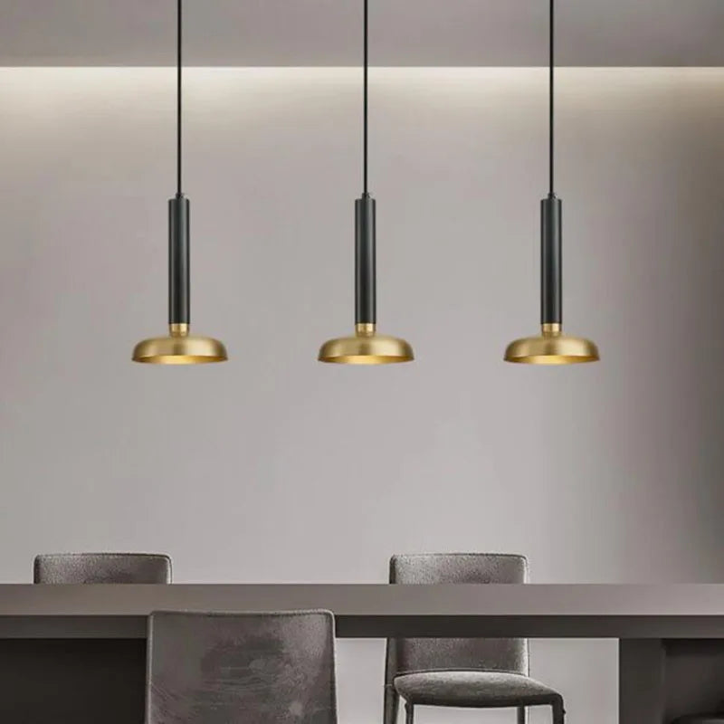 Suspension LED Moderne Créative tube et abat-jour Laiton