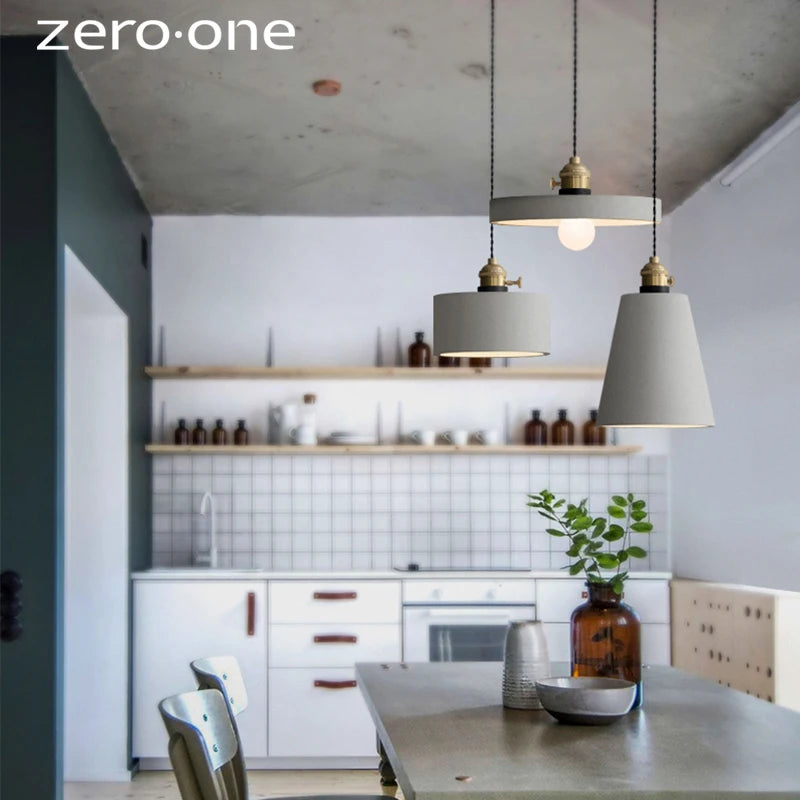 Luminaires suspendus LED en ciment nordique