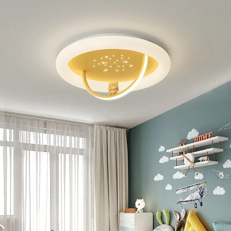 Chaud mignon enfants chambre plafonniers romantique ciel étoilé ours lumière princesse chambre bébé chambre garçon fille chambre plafonniers