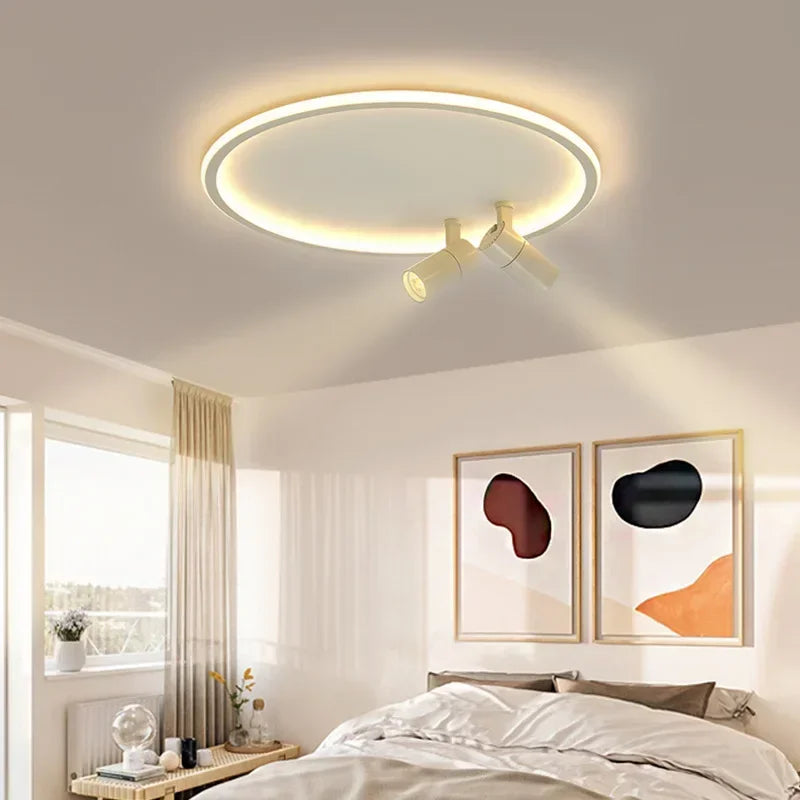 plafonnier moderne à leds avec projecteur lustre luminaire