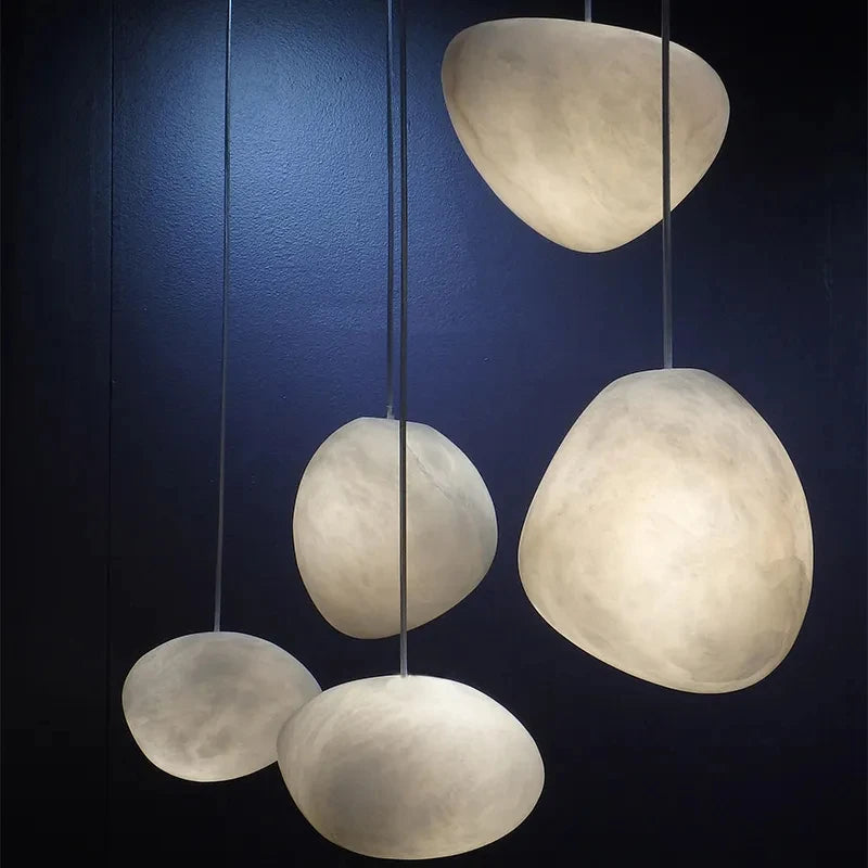Suspension led en gypse flocon de neige avec texture marbre