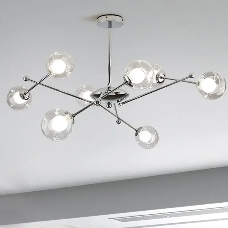 2024 Glass Chandelier Chrome Magic Bean Lights for Living Room Pendant Lamp Bedroom Dining Room Ceiling Hanging Lamp