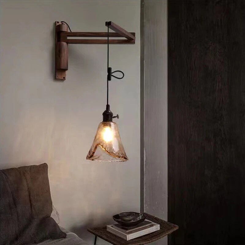 Applique télescopique bois nordique culbuteur déplaçable salon