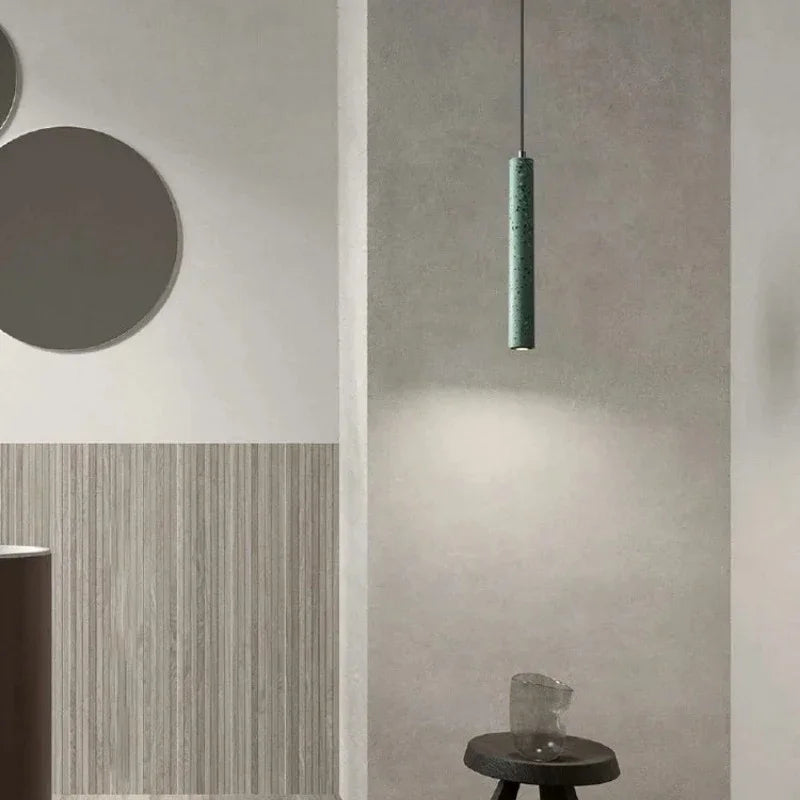 Suspension tube terrazzo bar style industriel tête unique minimaliste