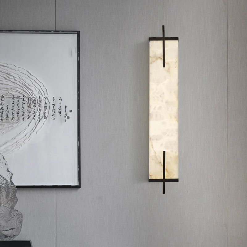 Applique murale Led en laiton doré et marbre
