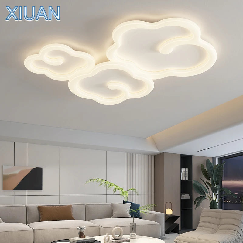 lustre scandinave nuage blanc avec télécommande optionnelle led
