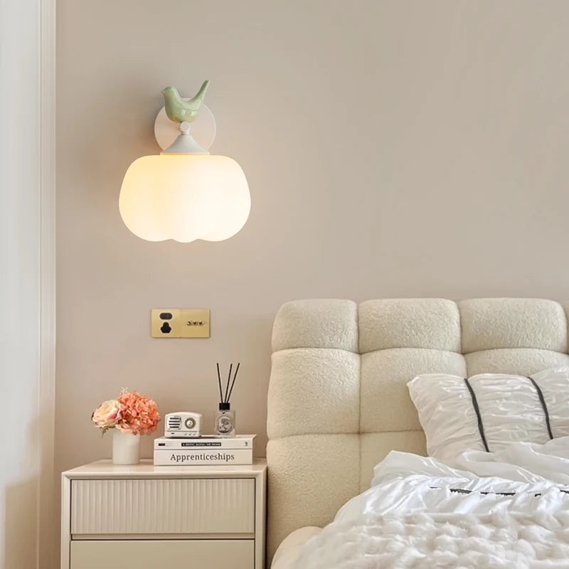 applique murale moderne en pe avec abat-jour d'oiseau led