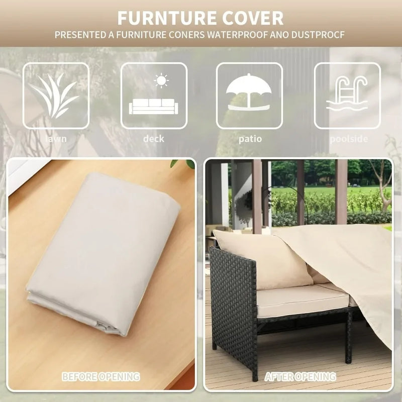 ensemble de meubles d'extérieur en rotin synthétique 3 pièces