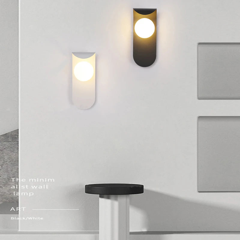 applique murale led boule de verre givré pour intérieur