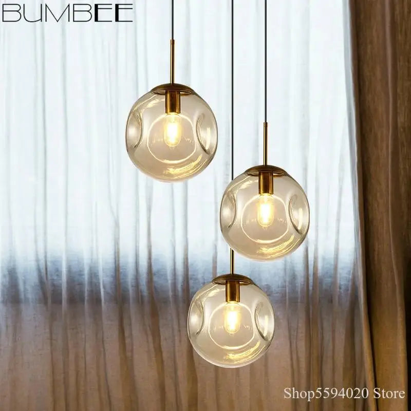 lustre suspension industriel simple boule verre moderne nordique