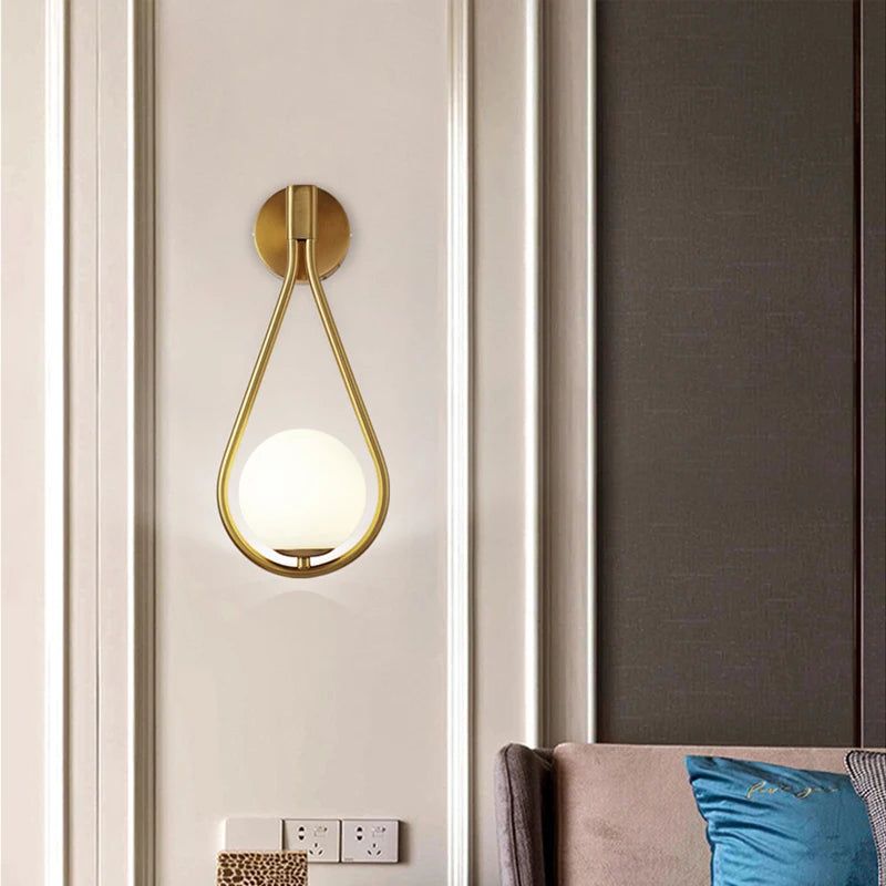 applique murale led boule de verre givré pour intérieur