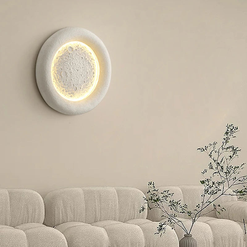 applique murale led lune 3 intensités art déco résine