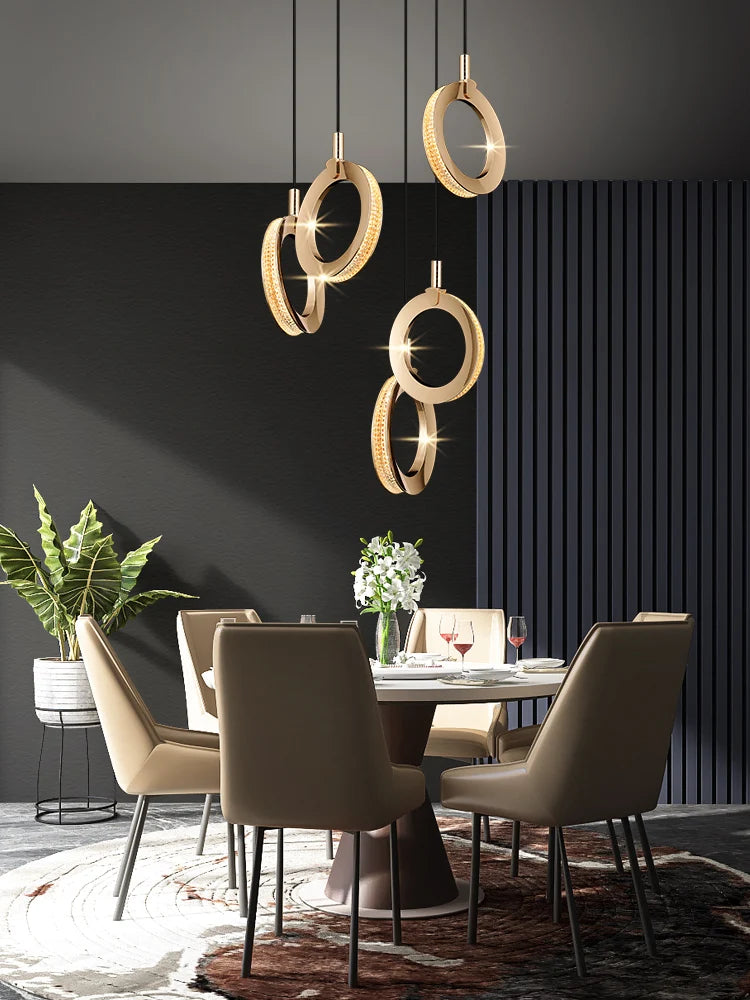 lustre de luxe moderne rotatif pour duplex nordique