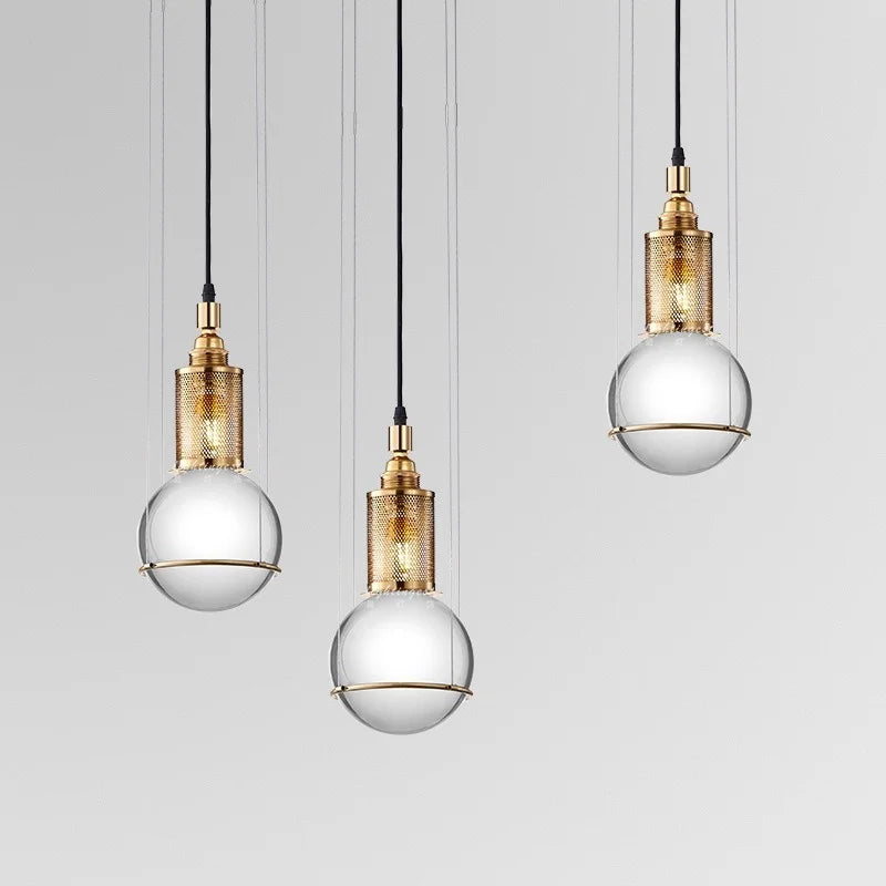 Suspension led de luxe en cristal style nordique cage à oiseaux