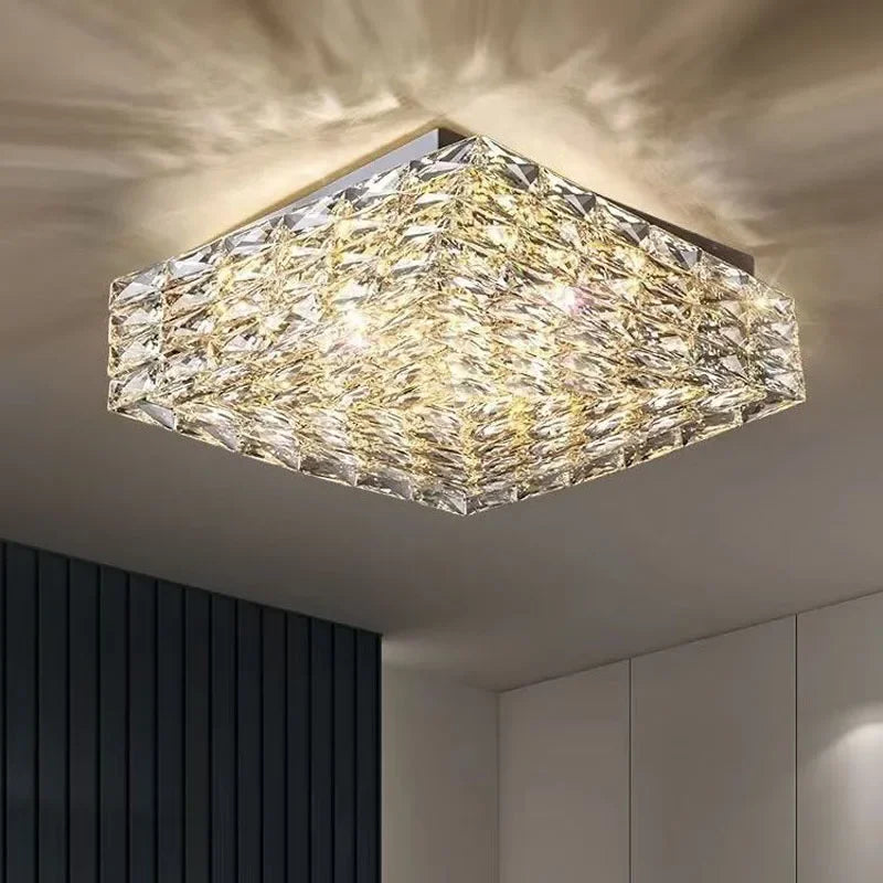 plafonnier led carré en cristal design moderne pour décoration intérieure