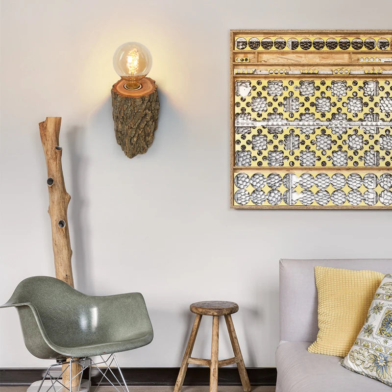 applique murale led en bois massif design nordique pour hôtel ou restaurant