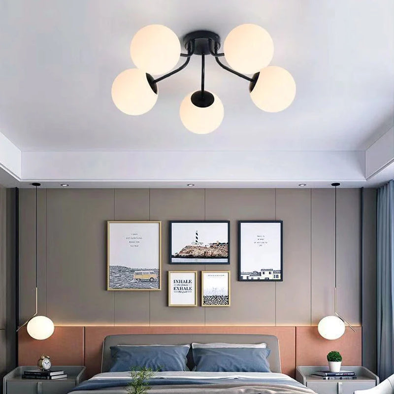 suspension lustre led boule de verre pour sommeil direct