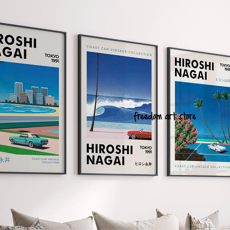 affiches d'art vintage japonaises des années 80 par hiroshi nagai