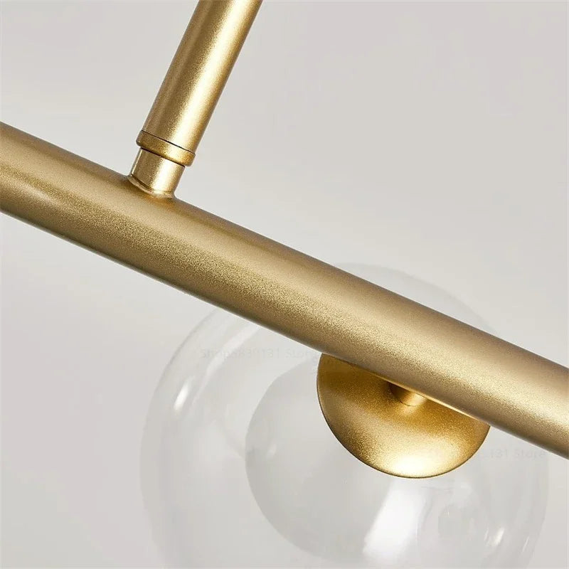 lustre led moderne avec lampes à billes en verre nordique