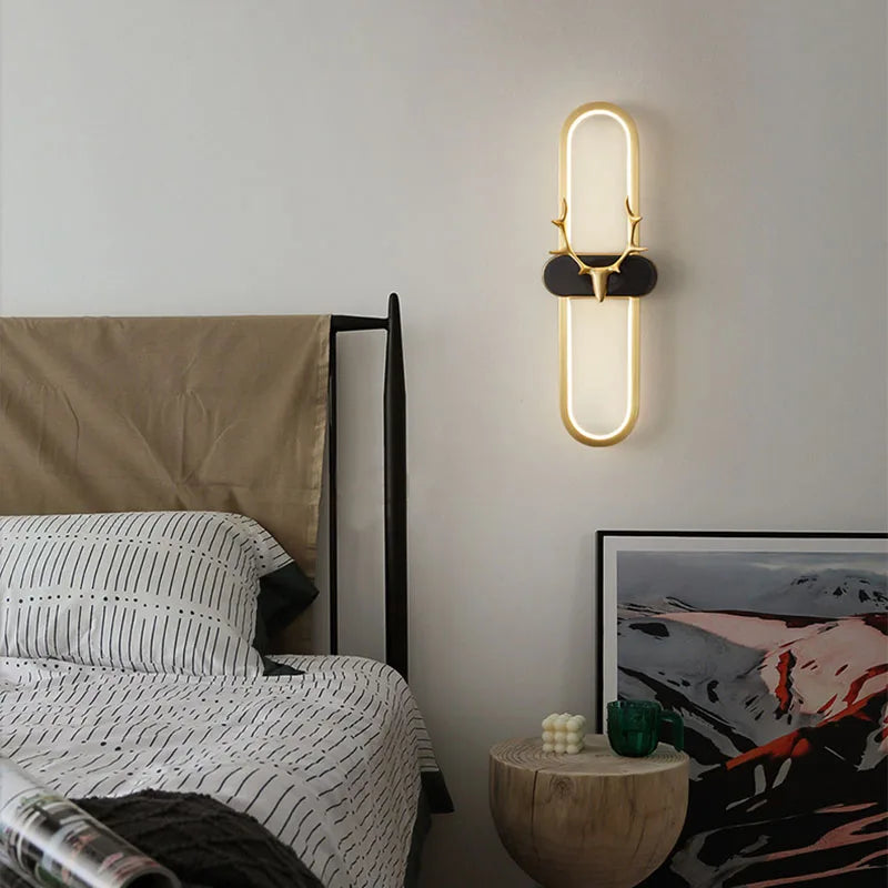 applique murale nordique tête de cerf en cuivre à gradation