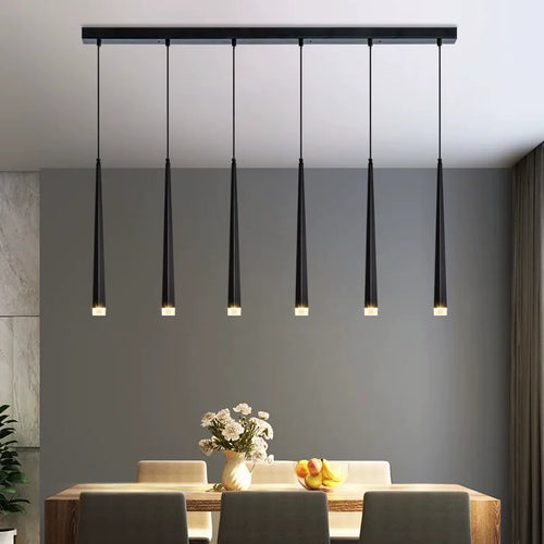 suspension restaurant nordique tube cristal carré éclairage moderne