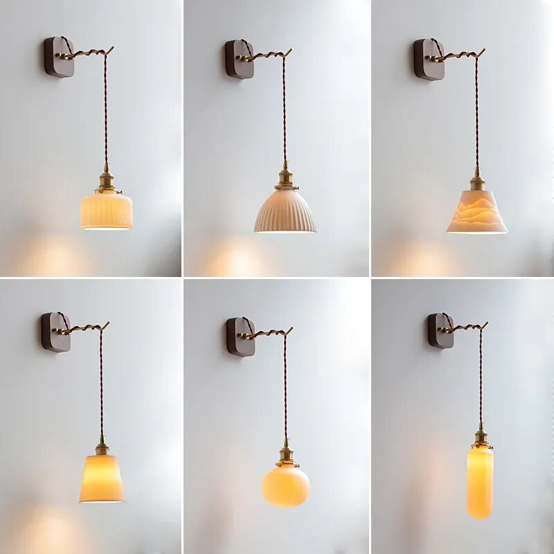 applique murale led noyer cuivre moderne baguette plug-in