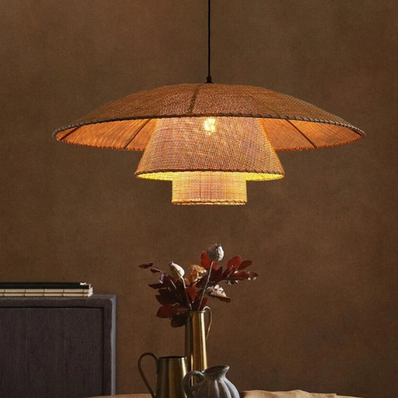 suspension vintage en rotin tissé à la main pour restaurants et hôtels